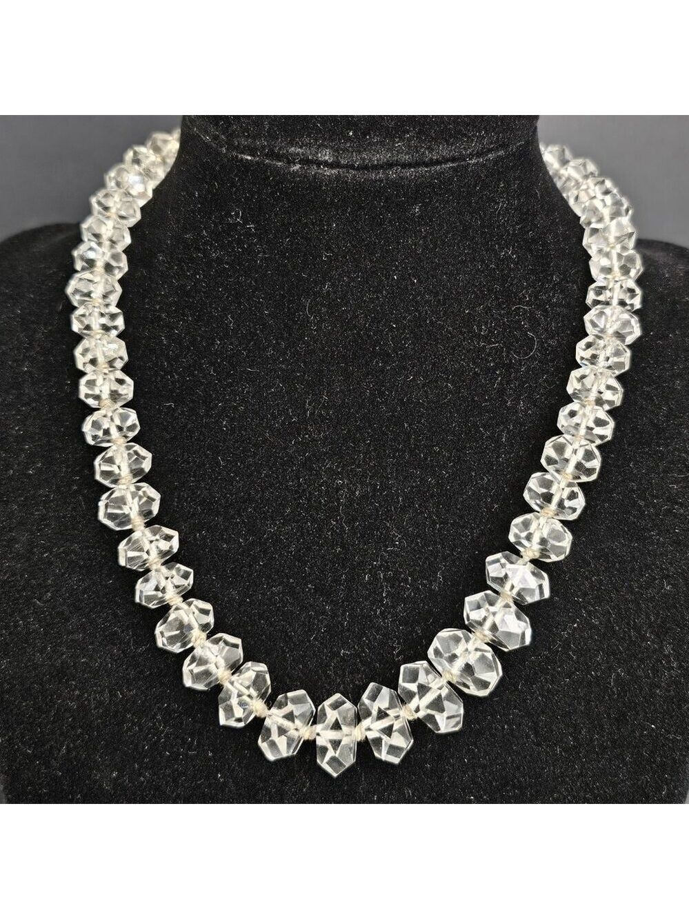 Vintage Crystal Glass Graduated 15" Choker Necklace Amazing Piece